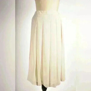 WEEKEND MAX MARA Ivory White Pleated Silk Knee Length Skirt 8US Medium Italy
